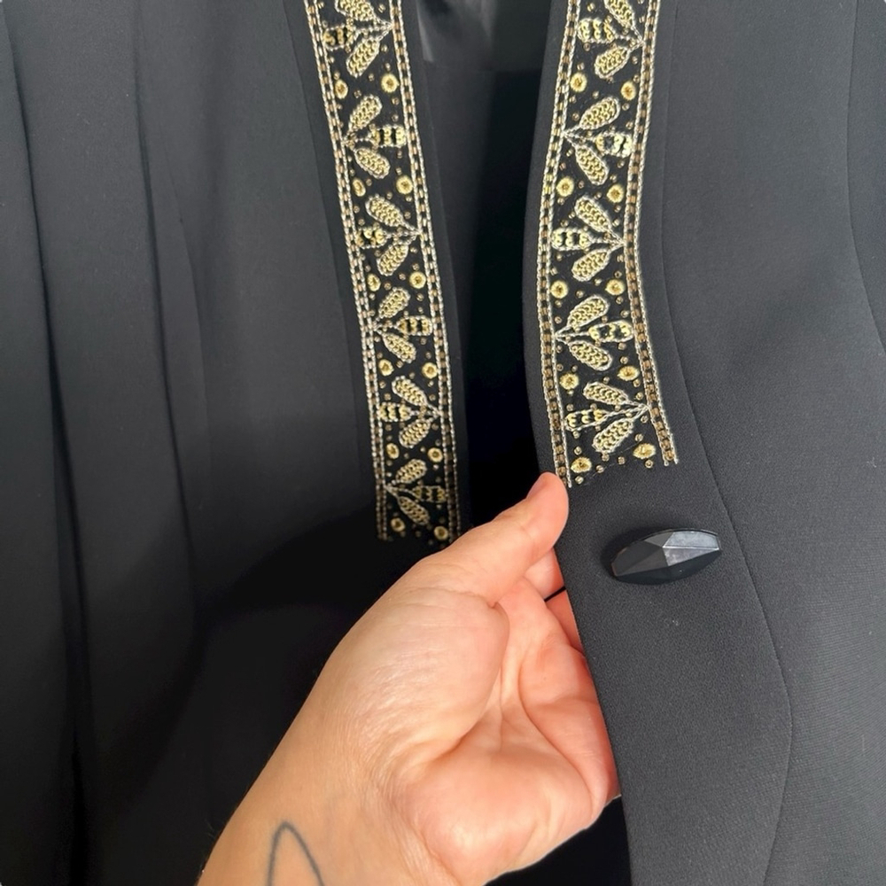 Kasper 3 Piece Long Black Skirt Gold Embroidered Dress Suit Ensemble Vintage 18 - Picture 8 of 15